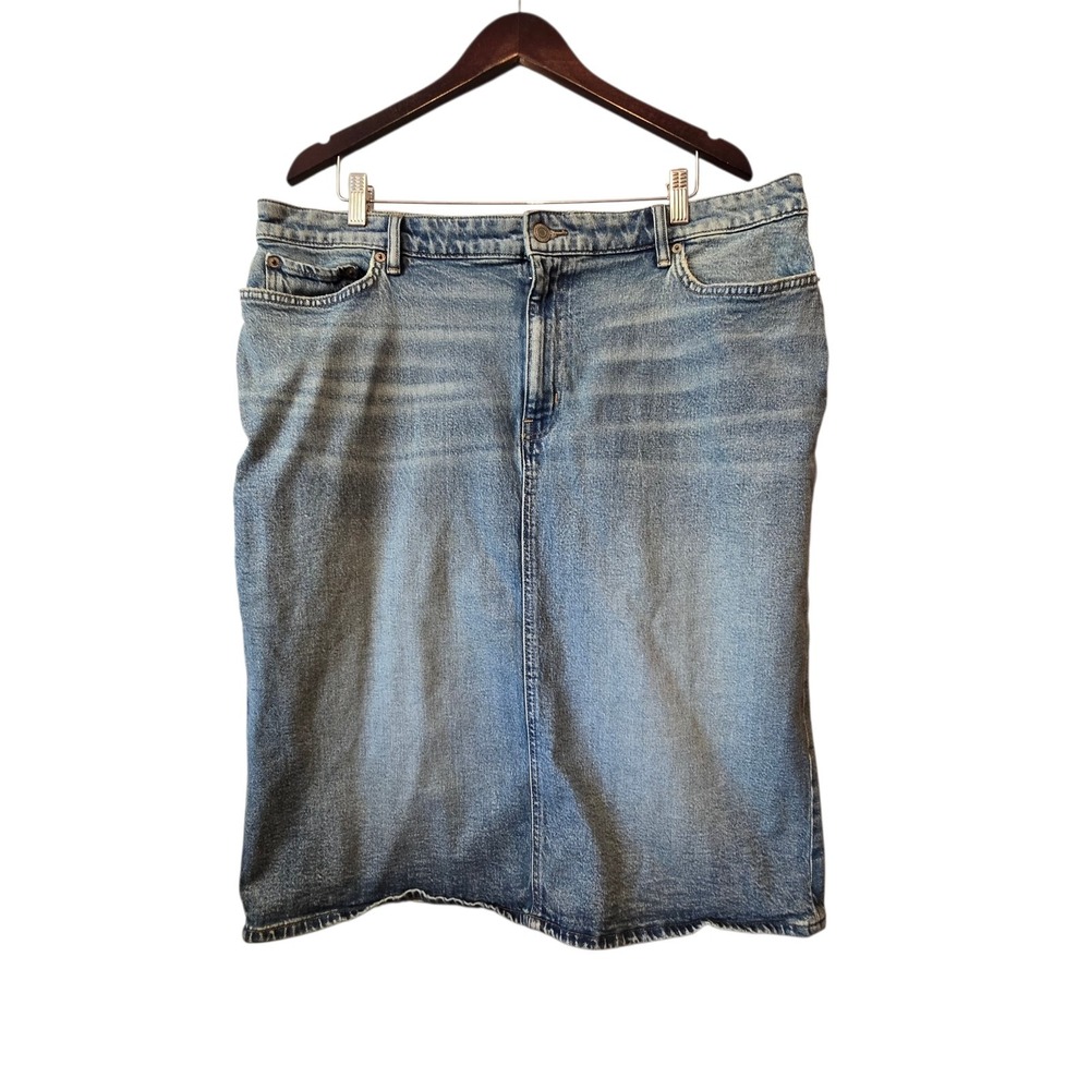 Lauren Ralph Lauren LRL Denim Jean Skirt Womens 18 Plus Medium Wash Western Boho